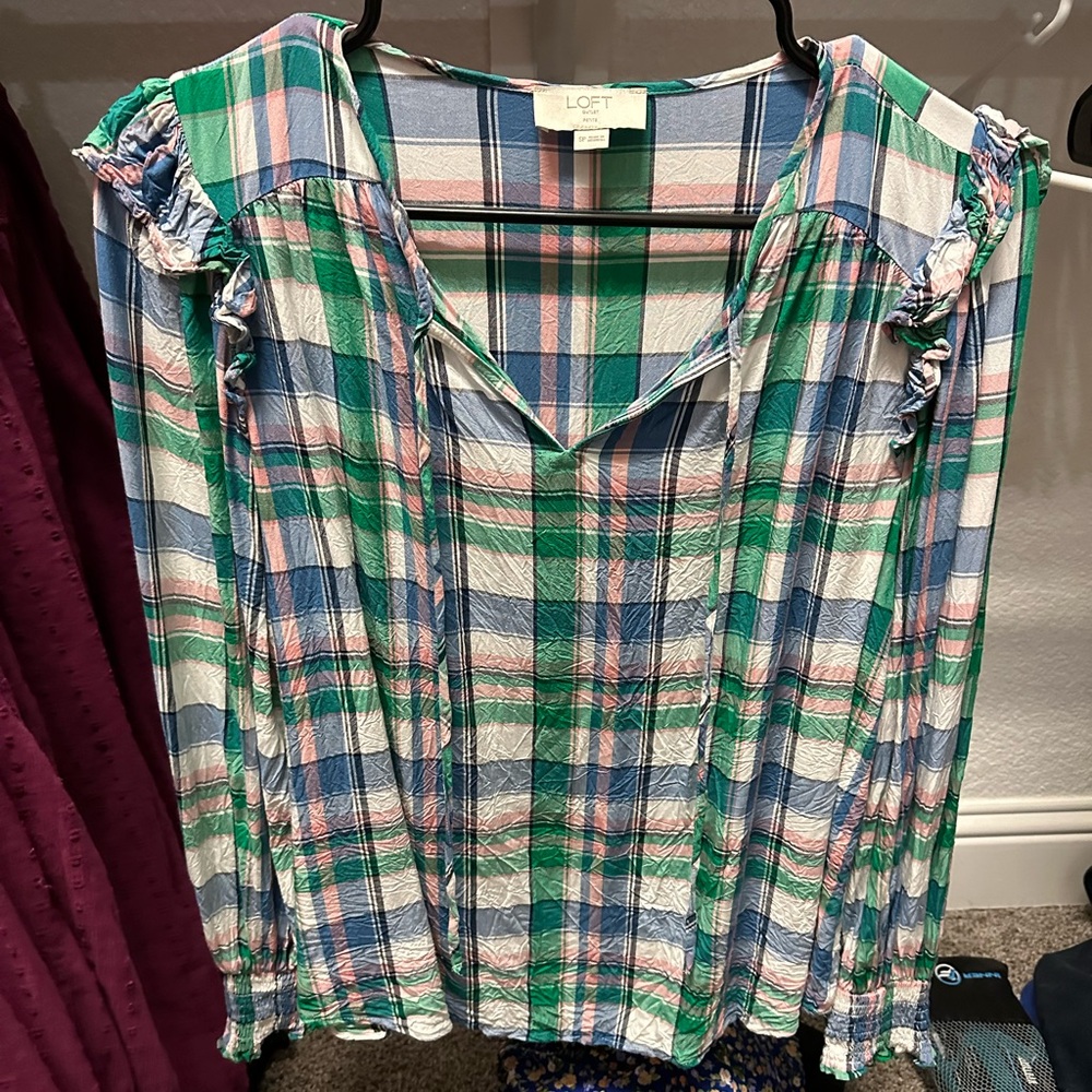 Loft Plaid Blouse